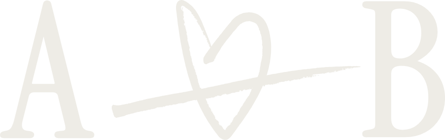 Logo Amour Bureau, monogramme A cœur B, version crème