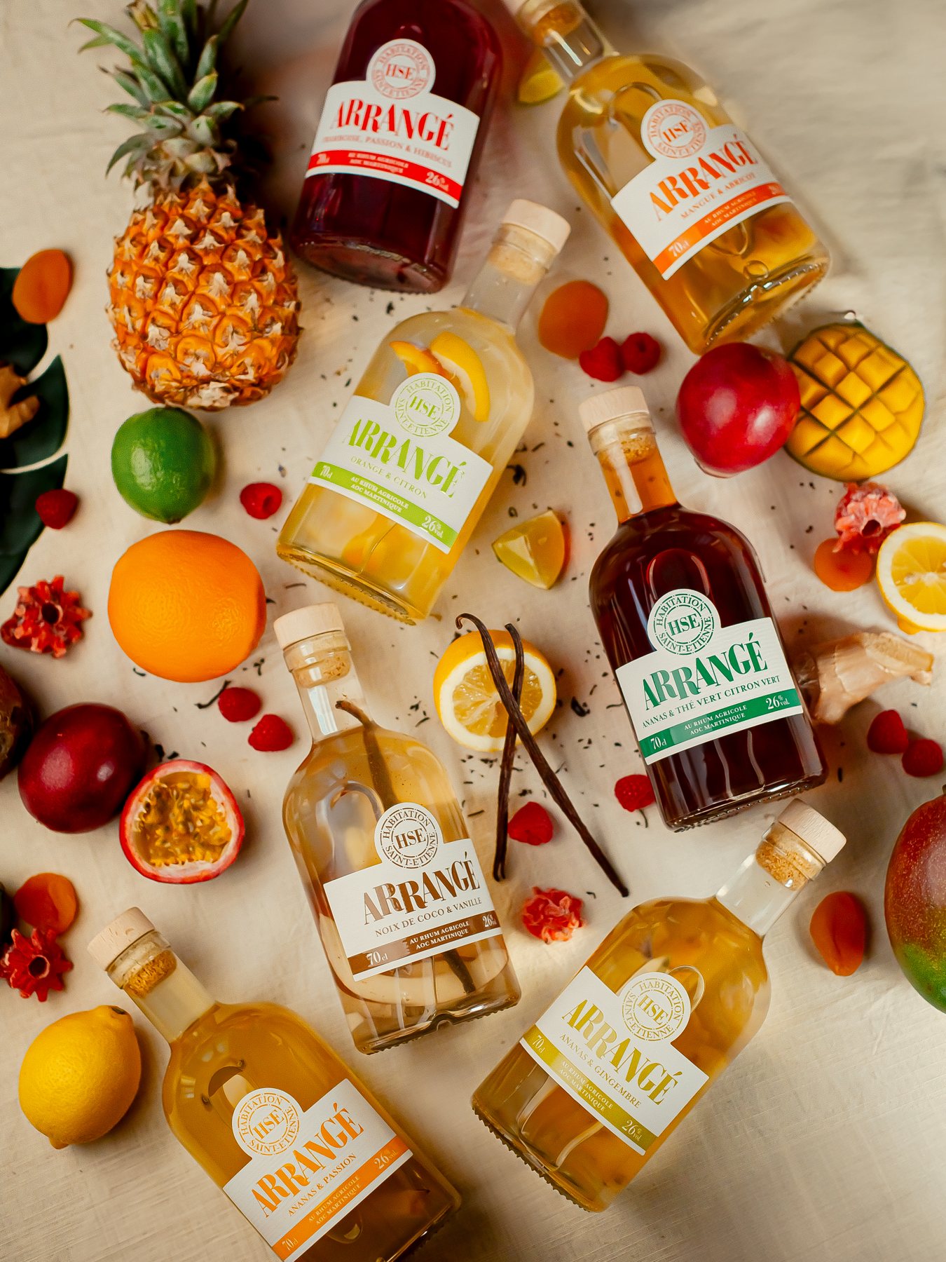 La gamme à plat, fruits frais